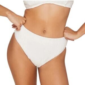 Andie Swim The 90's High Waisted Bottom Coco White Ribbed Bikini Size Small NEW